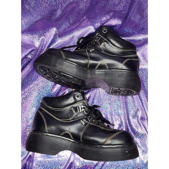 Rare Vtg Made in England Black Lace Up Classic Chunky Doc Dr Martens US 5 Womens - Picture 4 of 8